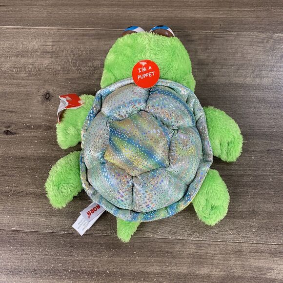 Aurora The Turtle Hand Puppet Green Plush Stuffed Animal Full Body 10" Blue Eyes - Picture 2 of 16